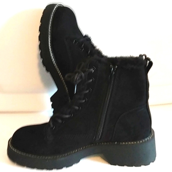 MADDEN GIRL CARRA MOTO BOOTS BLACK FUR LINED LACE UP COMBAT BOOTS SIZE 9 NWT - Picture 5 of 7